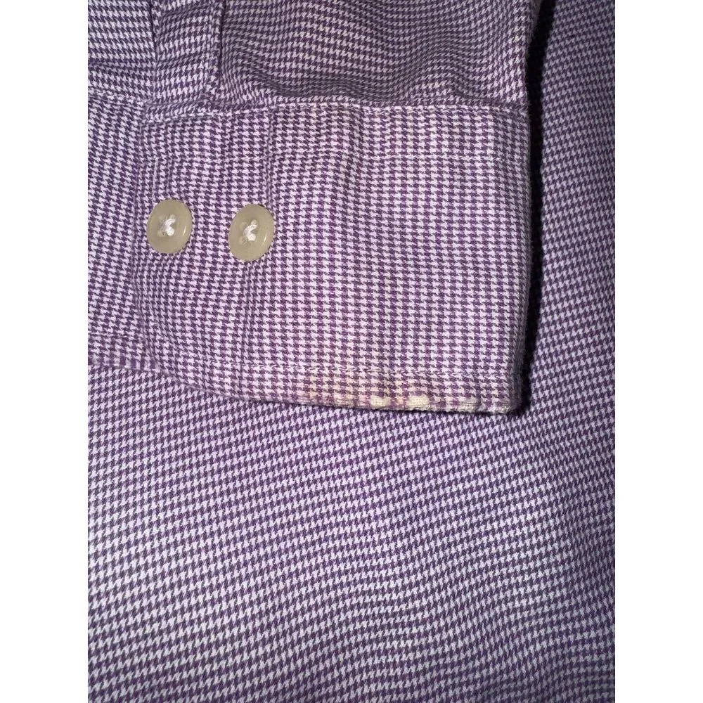 Ralph Lauren Yarmouth‎ Cotton Button Down Purple Plaid Dress Shirt Sz 17 - 34/35